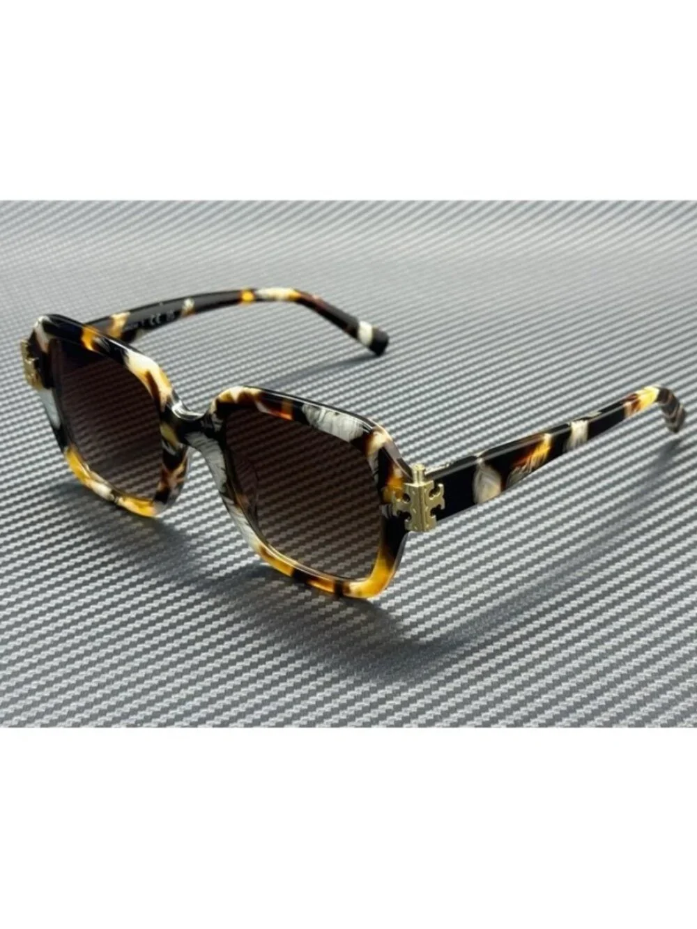 New Tory Burch Women Dark Wavy Tortoise Sunglasses -20-140